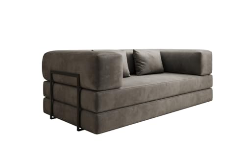 Luxusbetten24 Designer Sofa Lazy 3 Sitzer in Samt Grau von Luxusbetten24