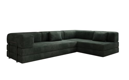 Luxusbetten24 Designer Sofa Lazy L in Cord Grün Rechts von Luxusbetten24