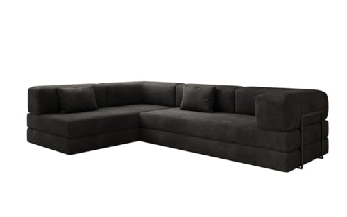 Luxusbetten24 Designer Sofa Lazy L in Cord Schwarz Links von Luxusbetten24