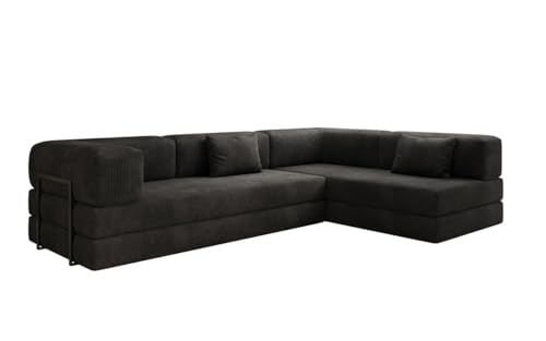 Luxusbetten24 Designer Sofa Lazy L in Cord Schwarz Rechts von Luxusbetten24