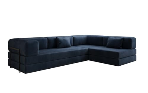 Luxusbetten24 Designer Sofa Lazy L in Samt Blau Rechts von Luxusbetten24