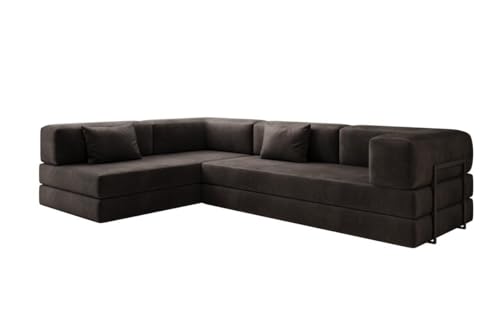 Luxusbetten24 Designer Sofa Lazy L in Samt Dunkelbraun Links von Luxusbetten24
