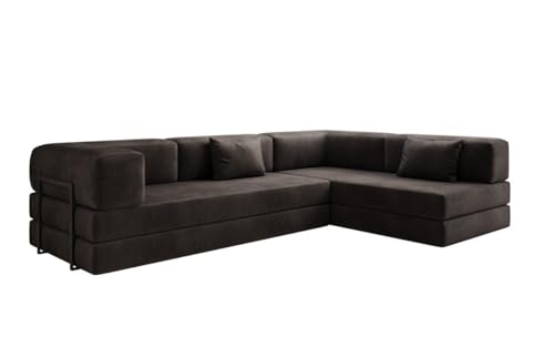 Luxusbetten24 Designer Sofa Lazy L in Samt Dunkelbraun Rechts von Luxusbetten24