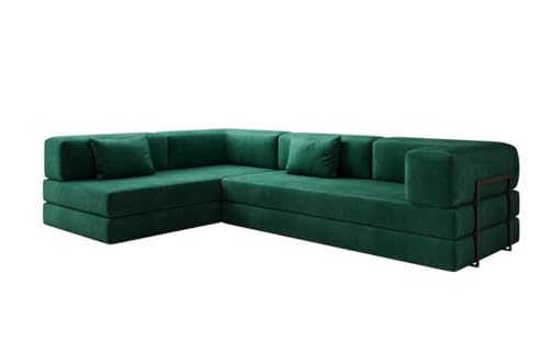 Luxusbetten24 Designer Sofa Lazy L in Samt Grün Links von Luxusbetten24