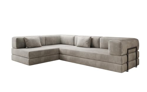 Luxusbetten24 Designer Sofa Lazy L in Samt Hellgrau Links von Luxusbetten24