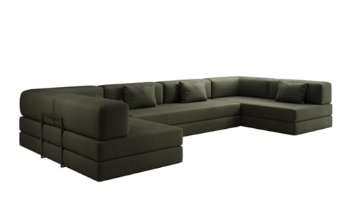 Luxusbetten24 Designer Sofa Lazy U in Bouclé Grün von Luxusbetten24