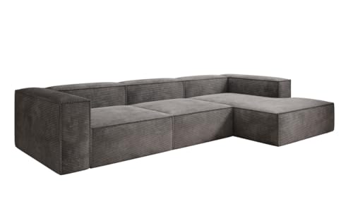 Luxusbetten24 Designer Sofa Lesley L Mini in Cord Hellgrau Rechts von Luxusbetten24