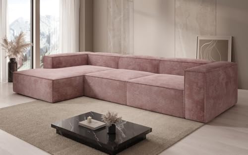 Luxusbetten24 Designer Sofa Lesley L Mini in Cord Rosé Links von Luxusbetten24