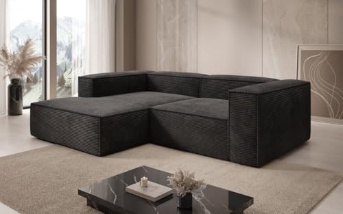 Luxusbetten24 Designer Sofa Lesley L Mini in Cord Schwarz Links von Luxusbetten24