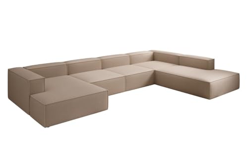 Luxusbetten24 Designer Sofa Lesley U XXL in Bouclé Beige Rechts von Luxusbetten24