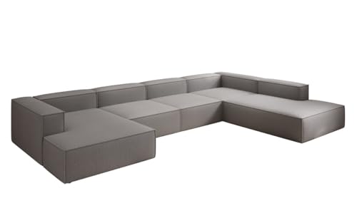 Luxusbetten24 Designer Sofa Lesley U XXL in Bouclé Hellgrau Rechts von Luxusbetten24