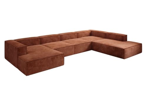 Luxusbetten24 Designer Sofa Lesley U XXL in Cord Orange Rechts von Luxusbetten24