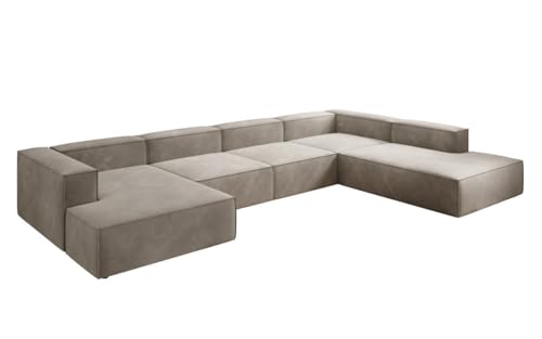 Luxusbetten24 Designer Sofa Lesley U XXL in Samt Beige Rechts von Luxusbetten24