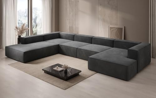 Luxusbetten24 Designer Sofa Lesley U XXL in Samt Grau Links von Luxusbetten24