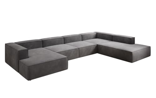 Luxusbetten24 Designer Sofa Lesley U XXL in Samt Hellgrau Rechts von Luxusbetten24