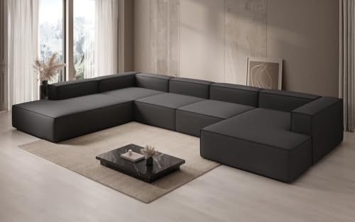 Luxusbetten24 Designer Sofa Lesley U XXL in Stoff Anthrazit Links von Luxusbetten24