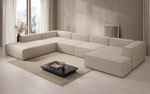 Luxusbetten24 Designer Sofa Lesley U XXL in Stoff Beige Links von Luxusbetten24