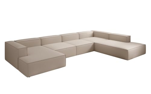 Luxusbetten24 Designer Sofa Lesley U XXL in Stoff Beige Rechts von Luxusbetten24