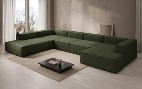 Luxusbetten24 Designer Sofa Lesley U XXL in Stoff Grün Links von Luxusbetten24