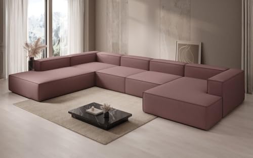 Luxusbetten24 Designer Sofa Lesley U XXL in Stoff Rosé Links von Luxusbetten24