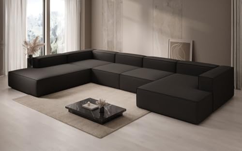 Luxusbetten24 Designer Sofa Lesley U XXL in Stoff Schwarz Links von Luxusbetten24