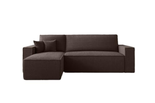 Luxusbetten24 Designer Sofa Lorenzo Frottee mit Schlaffunktion und Stauraum | Bezug: Frottee | Farbe: Braun | Stellvariante: Links von Luxusbetten24