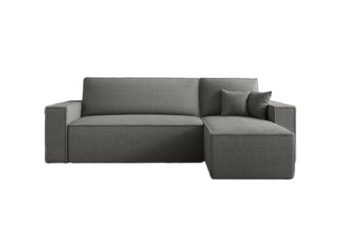 Luxusbetten24 Designer Sofa Lorenzo Frottee mit Schlaffunktion und Stauraum | Bezug: Frottee | Farbe: Grau | Stellvariante: Rechts von Luxusbetten24