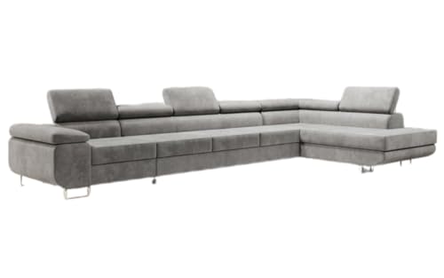 Luxusbetten24 Designer Sofa Maxi mit Schlaf- und Klappfunktion | Bezug: Samt | Farbe: Grau | Stellvariante: Rechts Luxusbetten24 Designer Sofa Maxi mit Schlaf- und Klappfunktion | Bezug: Samt | Farbe: Grau | Stellvariante: Rechts von Luxusbetten24