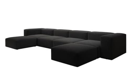 Luxusbetten24 Designer U Sofa Snug in Bouclé Schwarz von Luxusbetten24