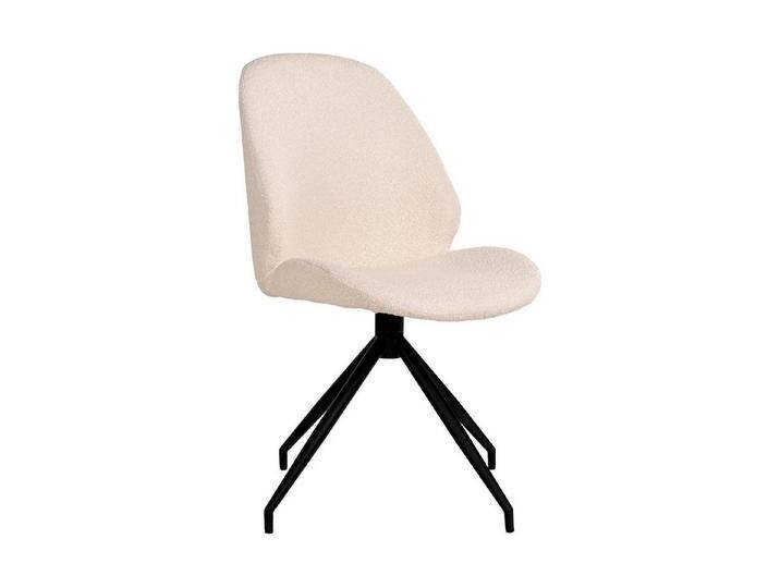 Luxusbetten24 Drehstuhl Designer Stuhl Lissabon Bouclé, mit Drehfunktion, weiß, Weiß von Luxusbetten24