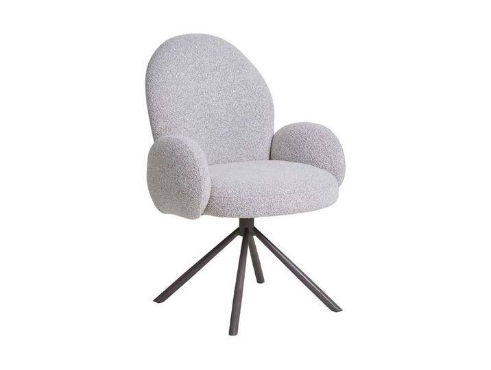 Luxusbetten24 Drehstuhl Designer Stuhl Salerno Bouclé, mit Drehfunktion, grau von Luxusbetten24
