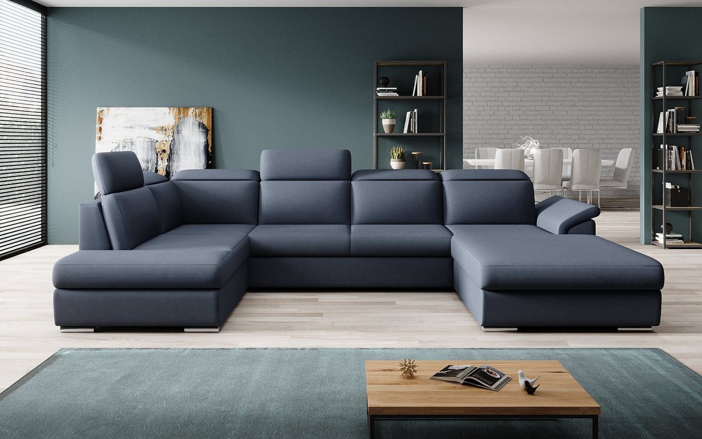 Luxusbetten24 Schlafsofa Designer Sofa Emiliano, mit Schlaf- und Klappfunktion von Luxusbetten24