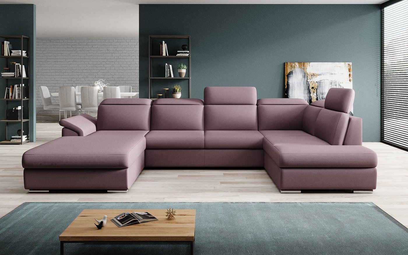 Luxusbetten24 Schlafsofa Designer Sofa Emiliano, mit Schlaf- und Klappfunktion von Luxusbetten24