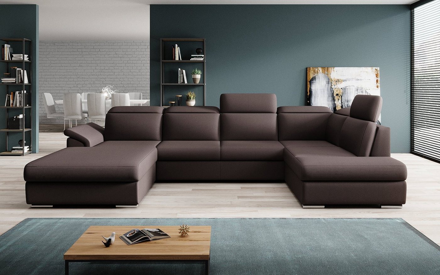 Luxusbetten24 Schlafsofa Designer Sofa Emiliano, mit Schlaf- und Klappfunktion von Luxusbetten24