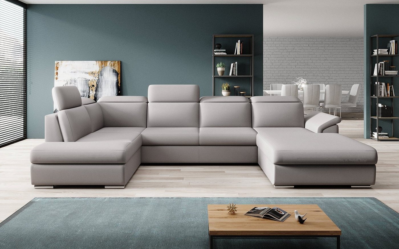 Luxusbetten24 Schlafsofa Designer Sofa Emiliano, mit Schlaf- und Klappfunktion von Luxusbetten24