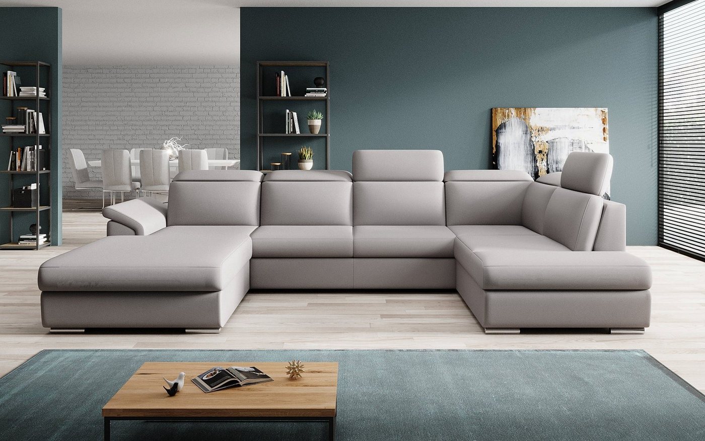 Luxusbetten24 Schlafsofa Designer Sofa Emiliano, mit Schlaf- und Klappfunktion von Luxusbetten24