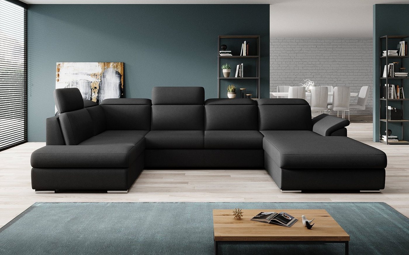 Luxusbetten24 Schlafsofa Designer Sofa Emiliano, mit Schlaf- und Klappfunktion von Luxusbetten24