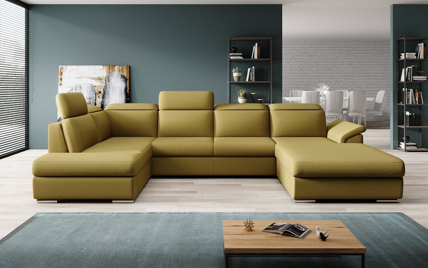 Luxusbetten24 Schlafsofa Designer Sofa Emiliano, mit Schlaf- und Klappfunktion von Luxusbetten24