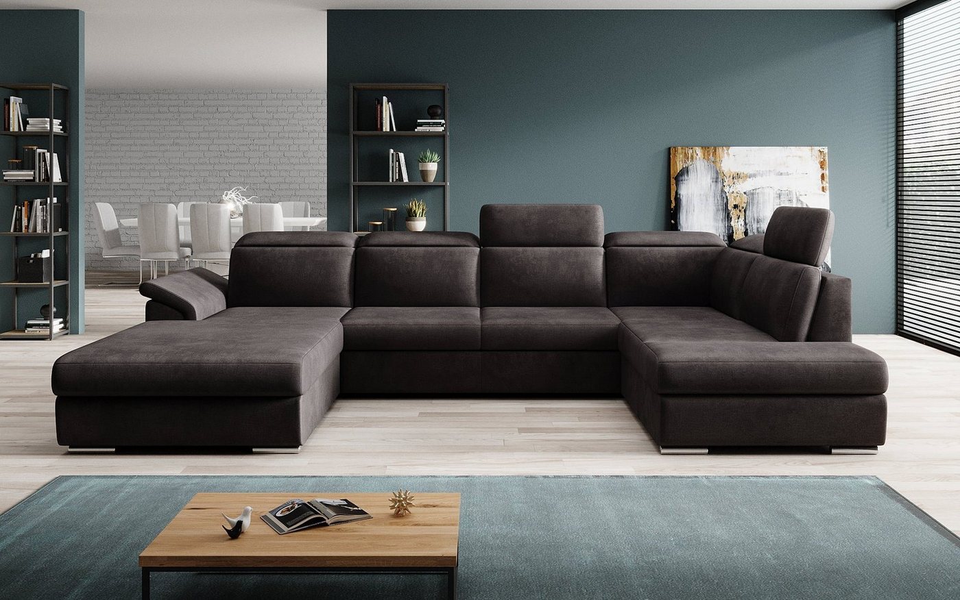 Luxusbetten24 Schlafsofa Designer Sofa Emiliano, mit Schlaf- und Klappfunktion von Luxusbetten24