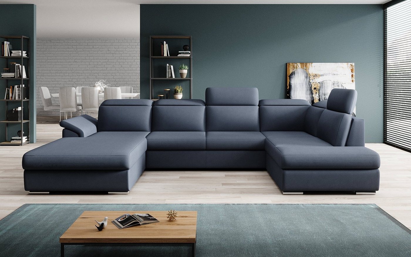 Luxusbetten24 Schlafsofa Designer Sofa Emiliano, mit Schlaf- und Klappfunktion von Luxusbetten24