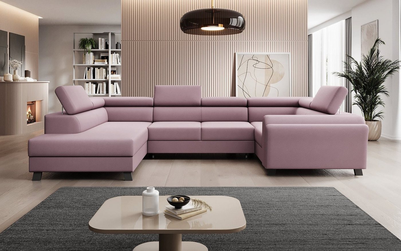 Luxusbetten24 Schlafsofa Designer Sofa Emilio, mit Schlaf- und Klappfunktion von Luxusbetten24