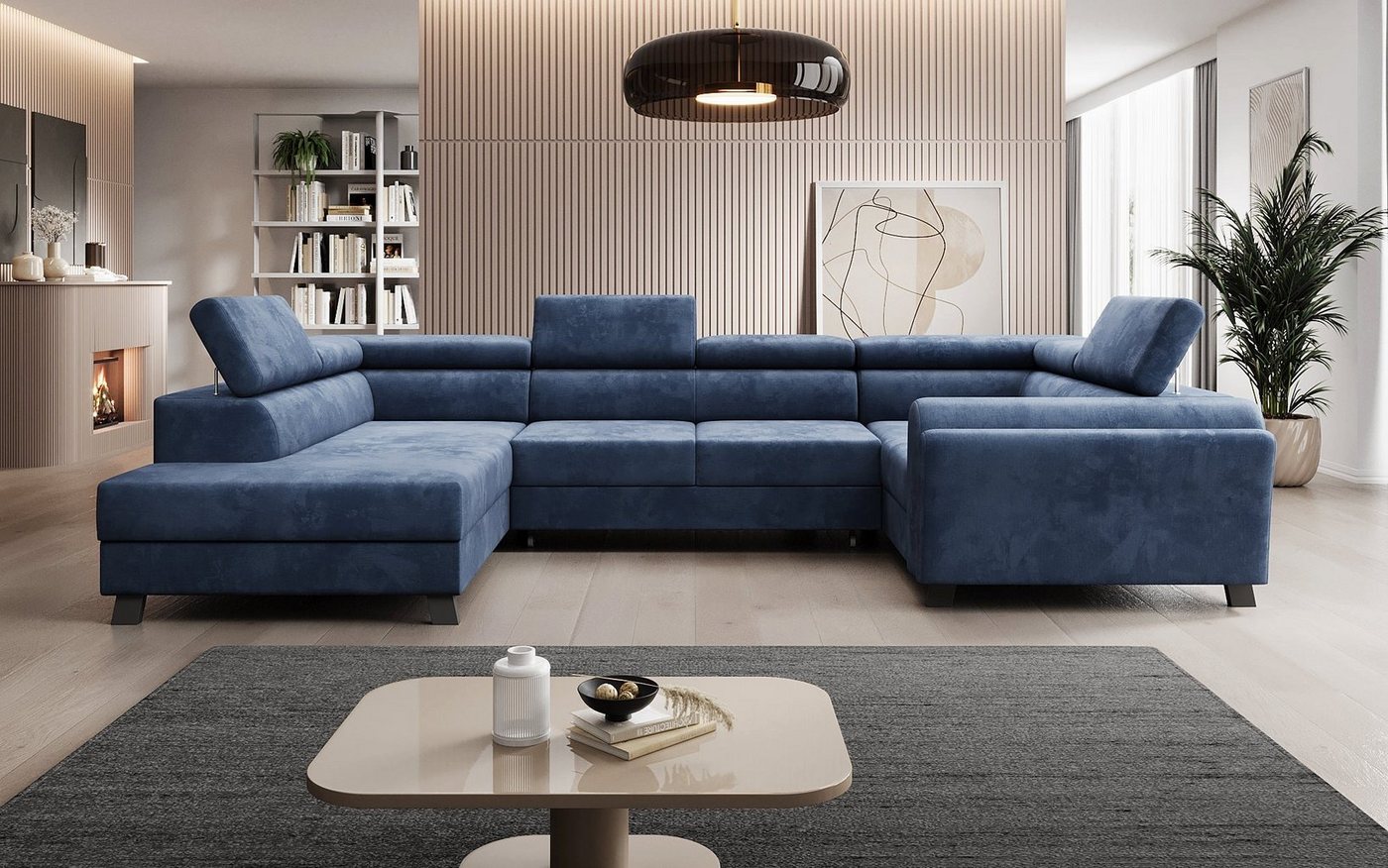 Luxusbetten24 Schlafsofa Designer Sofa Emilio, mit Schlaf- und Klappfunktion von Luxusbetten24