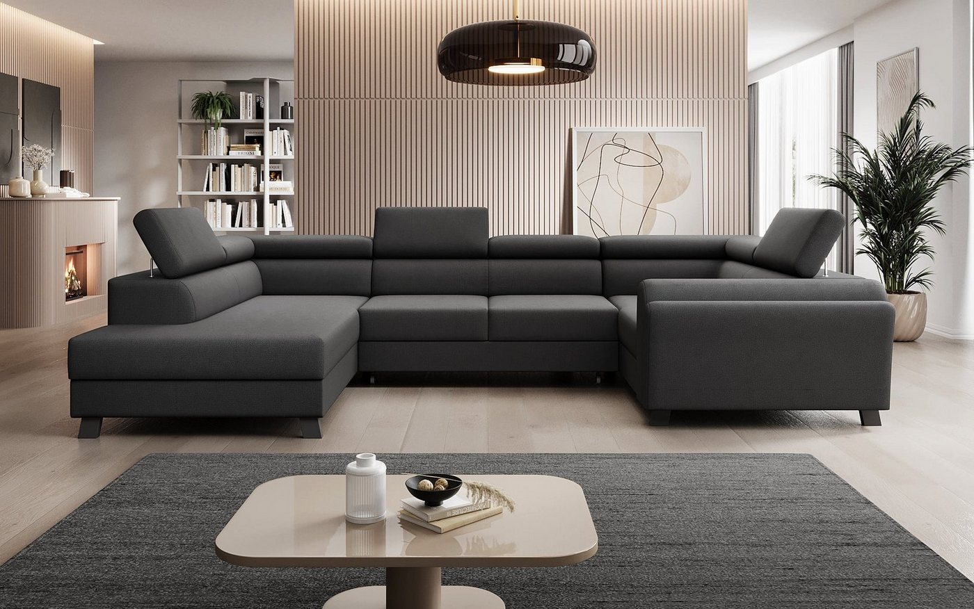 Luxusbetten24 Schlafsofa Designer Sofa Emilio, mit Schlaf- und Klappfunktion von Luxusbetten24