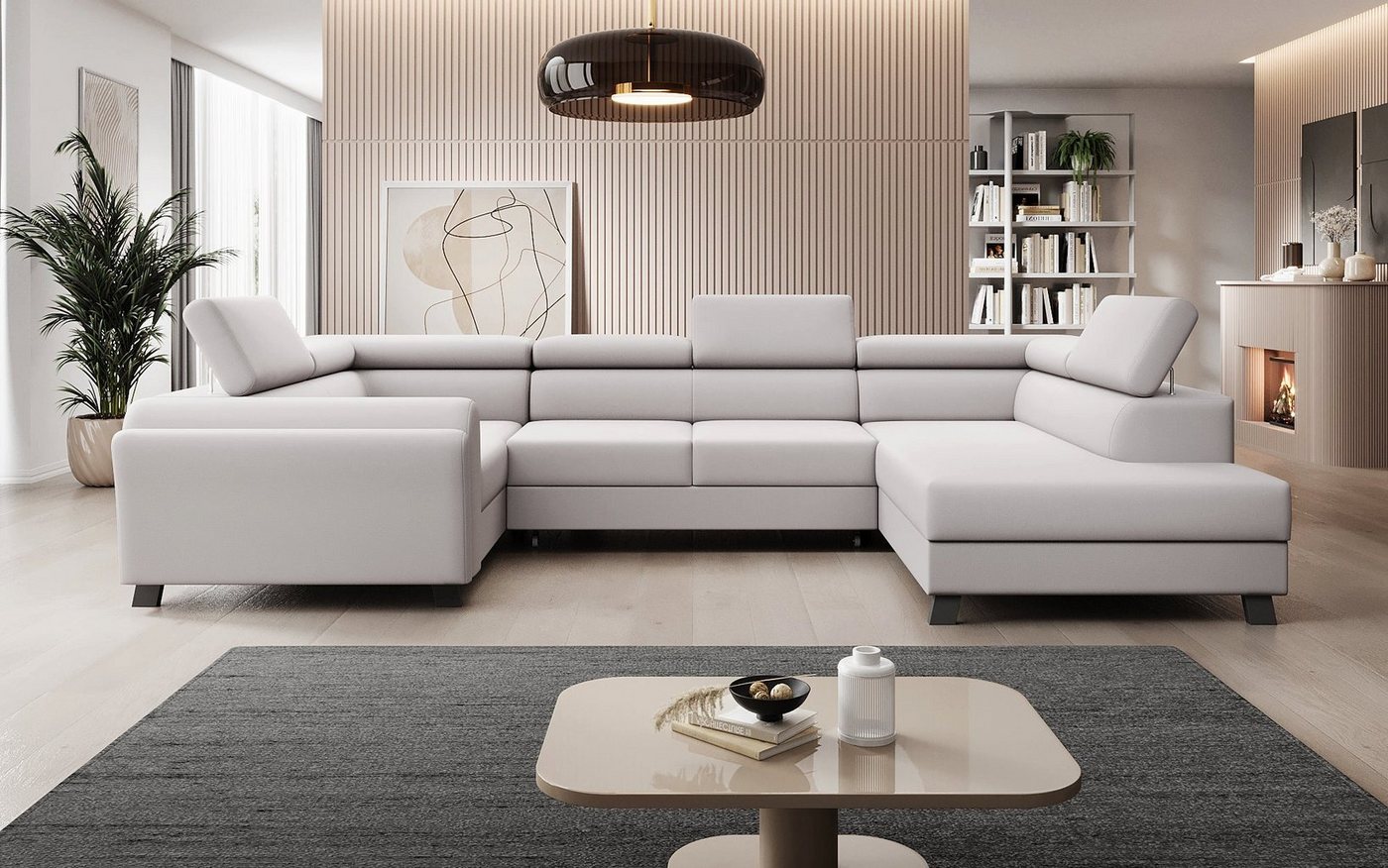 Luxusbetten24 Schlafsofa Designer Sofa Emilio, mit Schlaf- und Klappfunktion von Luxusbetten24