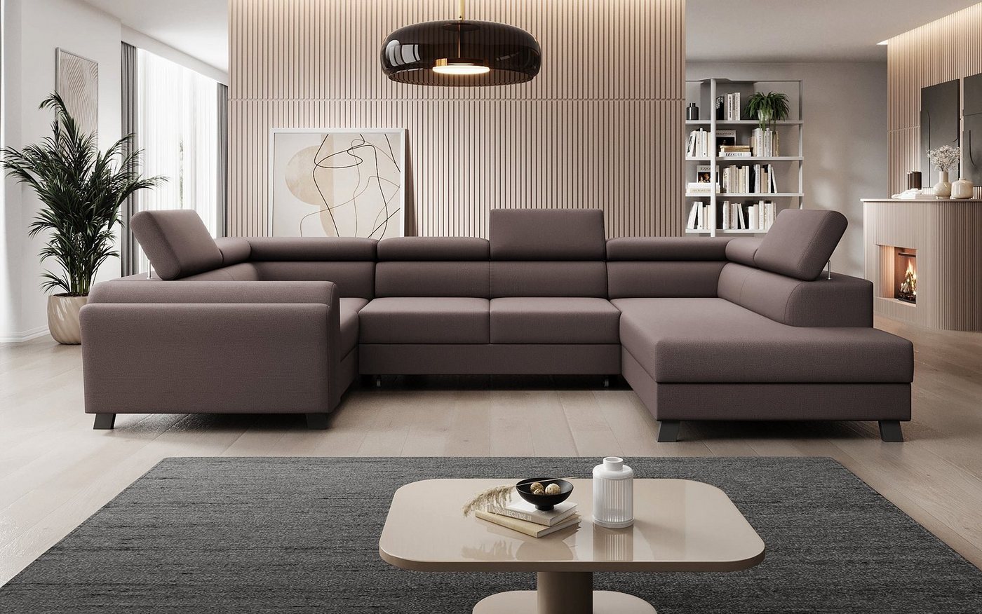 Luxusbetten24 Schlafsofa Designer Sofa Emilio, mit Schlaf- und Klappfunktion von Luxusbetten24