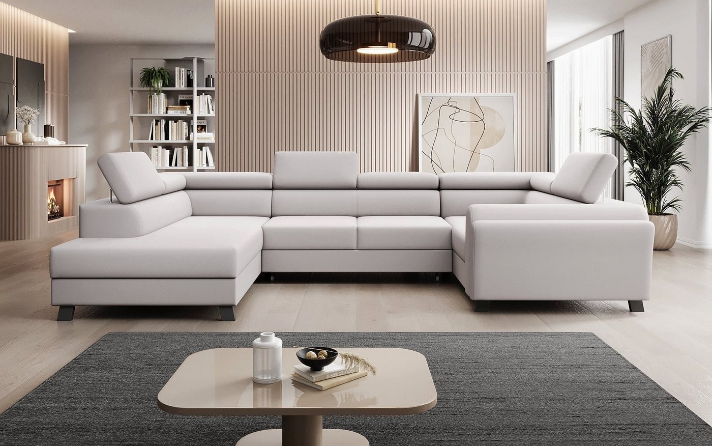 Luxusbetten24 Schlafsofa Designer Sofa Emilio, mit Schlaf- und Klappfunktion von Luxusbetten24