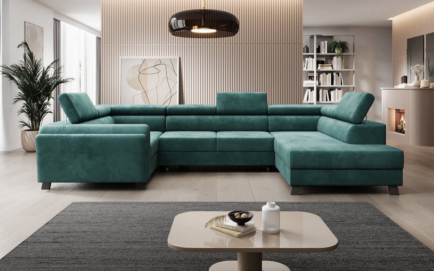 Luxusbetten24 Schlafsofa Designer Sofa Emilio, mit Schlaf- und Klappfunktion von Luxusbetten24