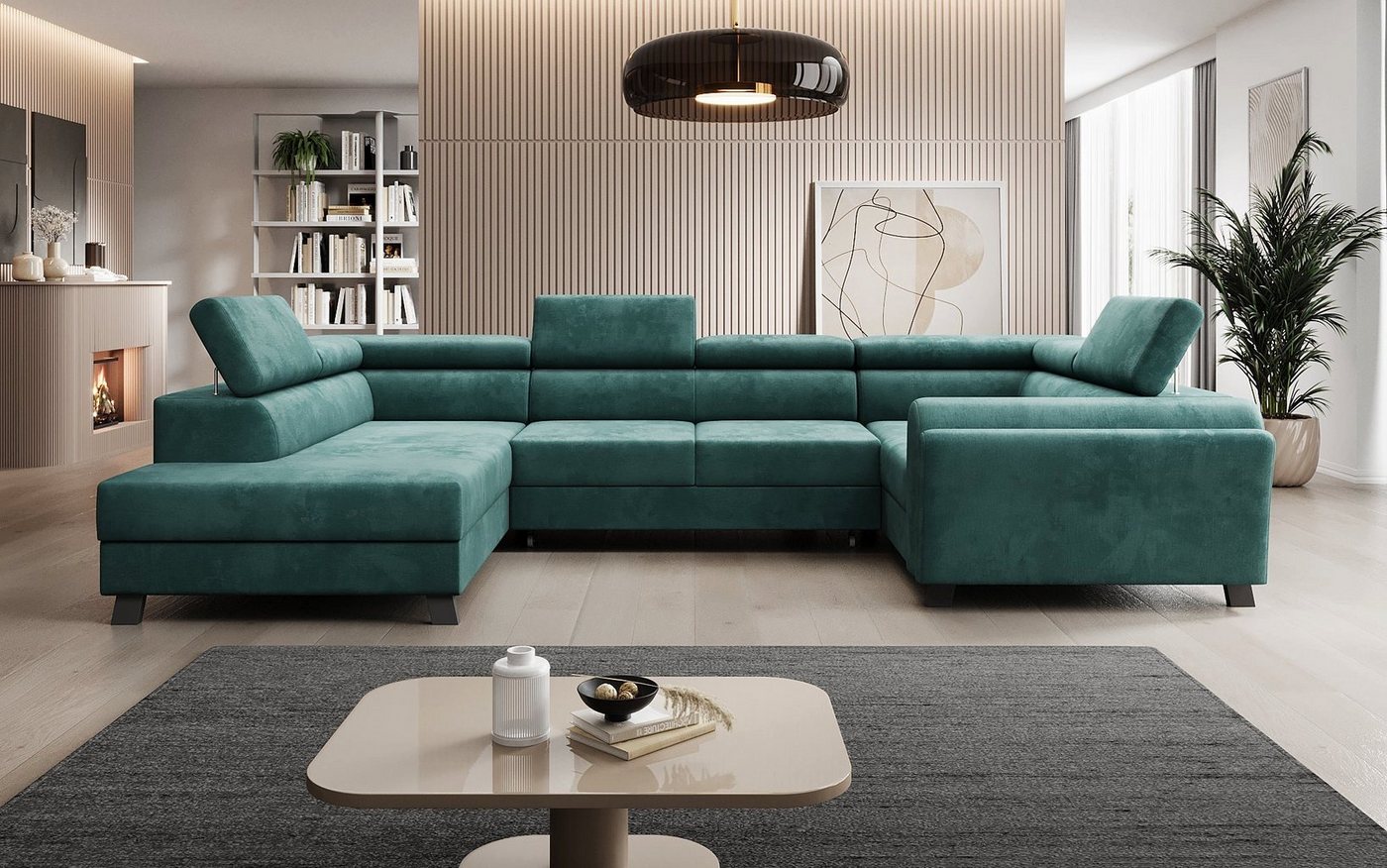 Luxusbetten24 Schlafsofa Designer Sofa Emilio, mit Schlaf- und Klappfunktion von Luxusbetten24