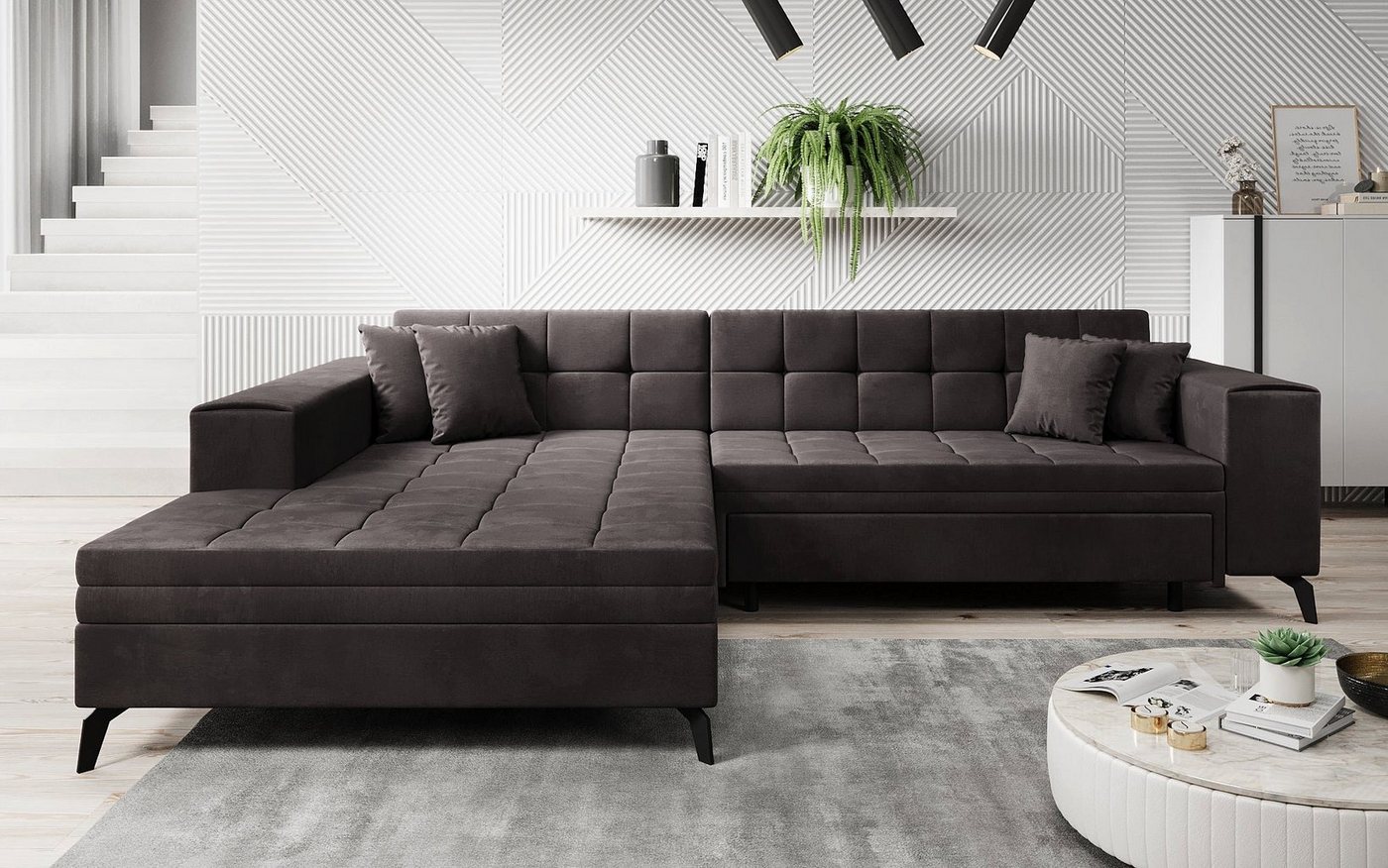 Luxusbetten24 Schlafsofa Designer Sofa Frida, mit Schlaffunktion von Luxusbetten24