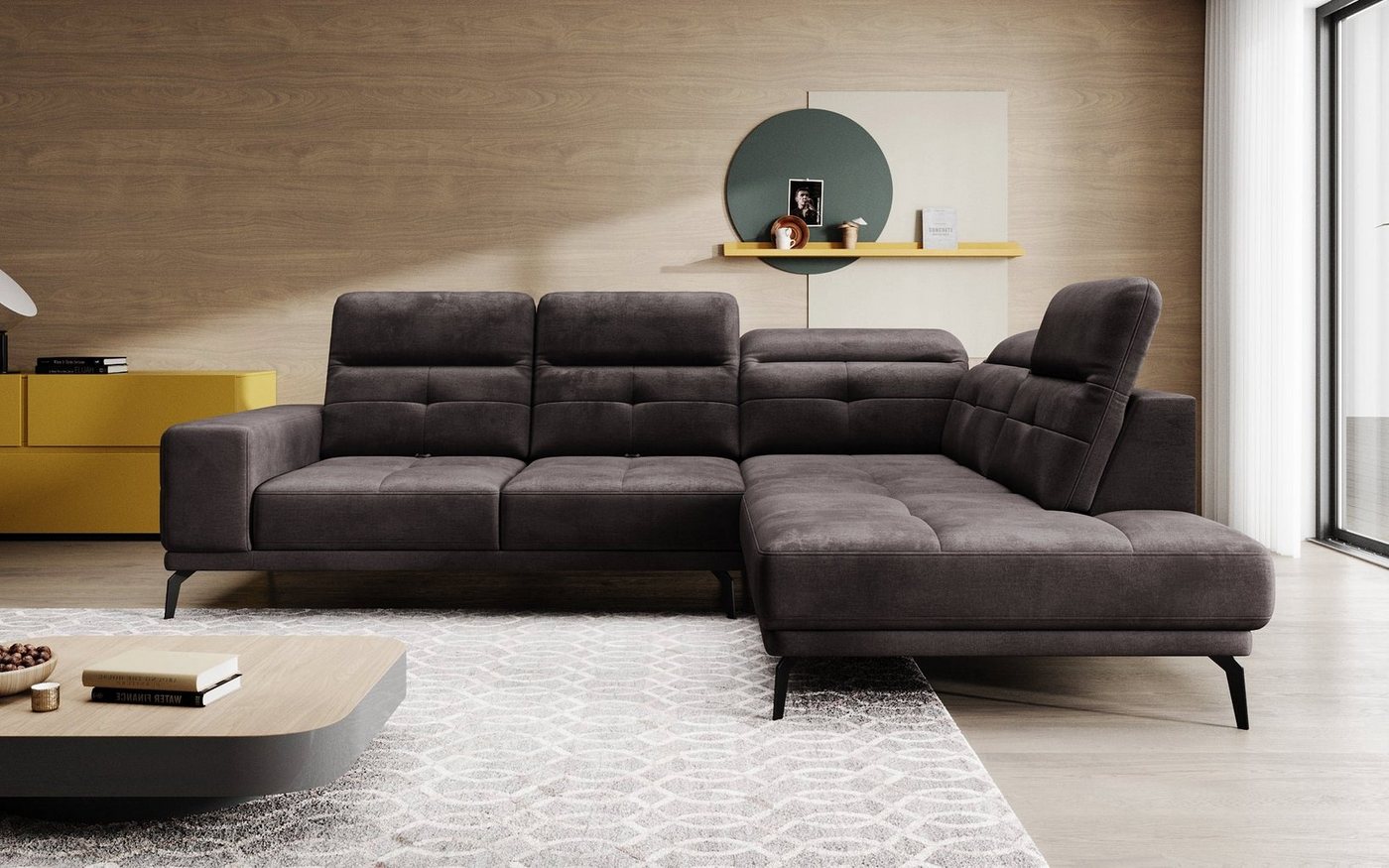 Luxusbetten24 Sofa Designer Sofa Isabella, mit verstellbarer Kopf- und Rückenlehne von Luxusbetten24